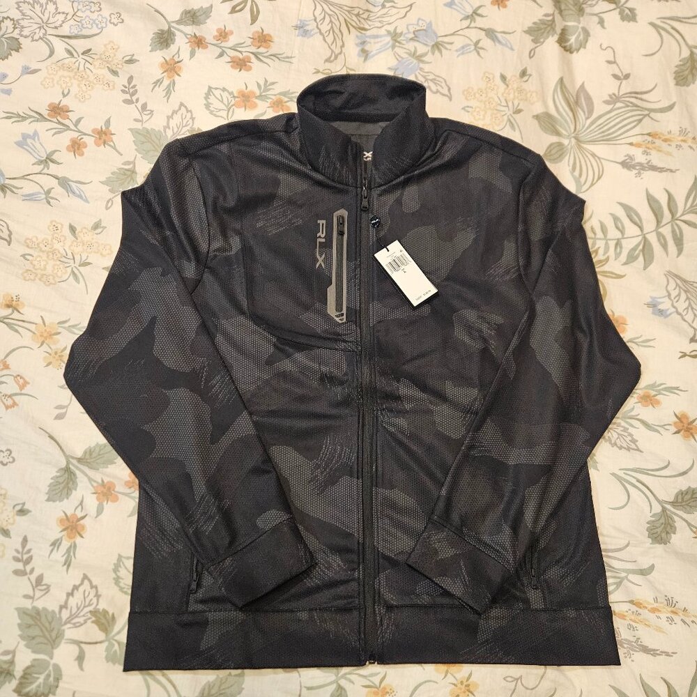 RLX Ralph Lauren Jacket Mens L Performance Black Camo Golf Full Zip MSRP $228